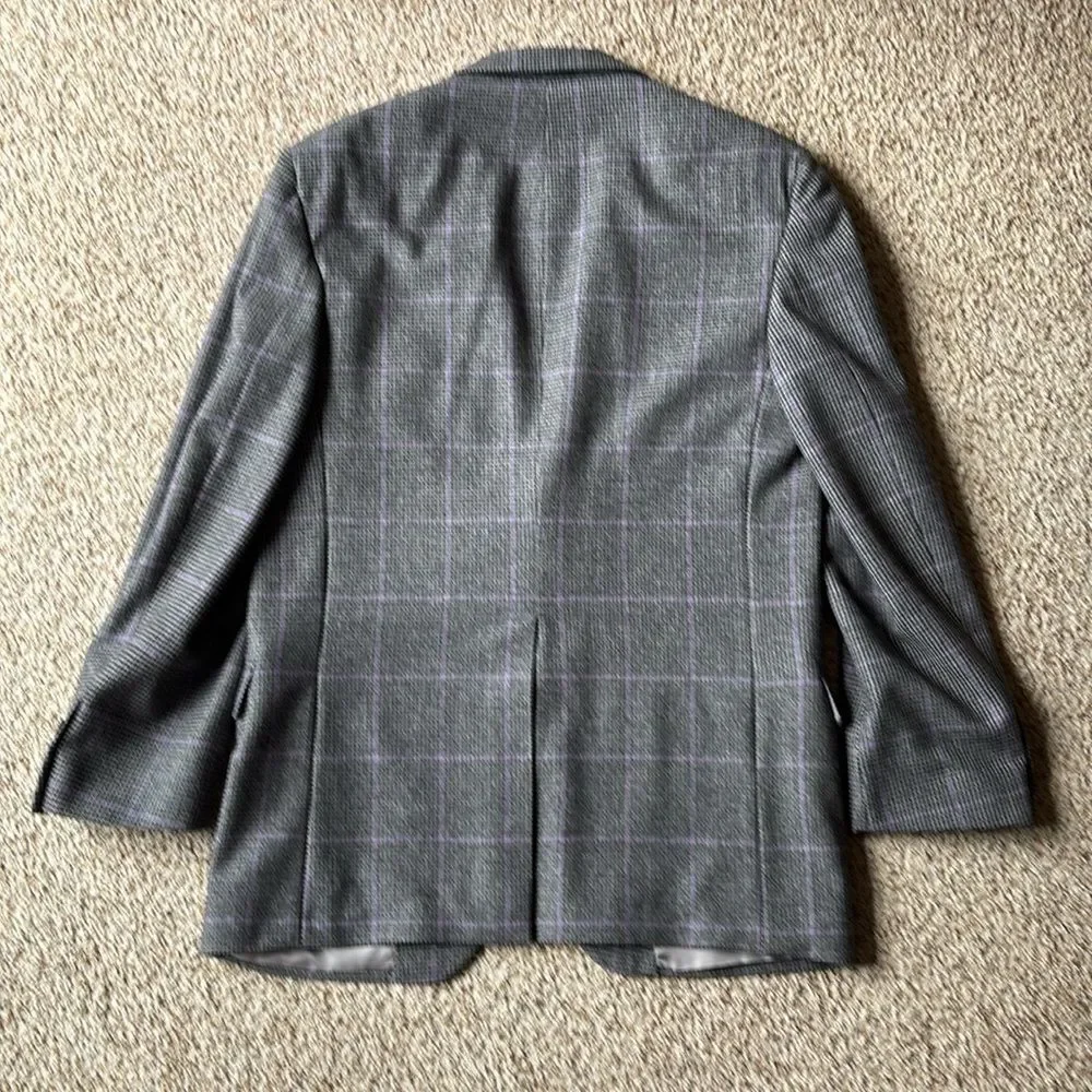 Paul Stuart Men’s Gray Lavender Houndstooth Windowpane Check Sportcoat 42 L